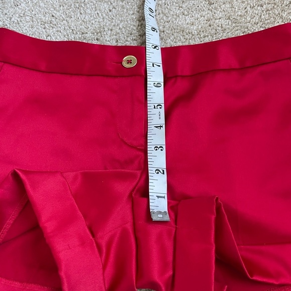 Express Design Studio Satin Dress Shorts Red Cuffed Gold Horsebit Women’s Size 0 - Picture 7 of 9
